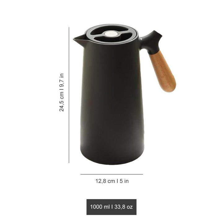 Praktische 1L Warmhalteflasche aus Edelstahl für Heißgetränke & kalte Erfrischungen.