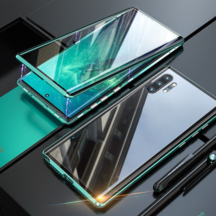 Displayschutz und Rückendeckel: robuste, doppelseitige Magnet Handyhülle mit gehärtetem Glas für Smartphones.