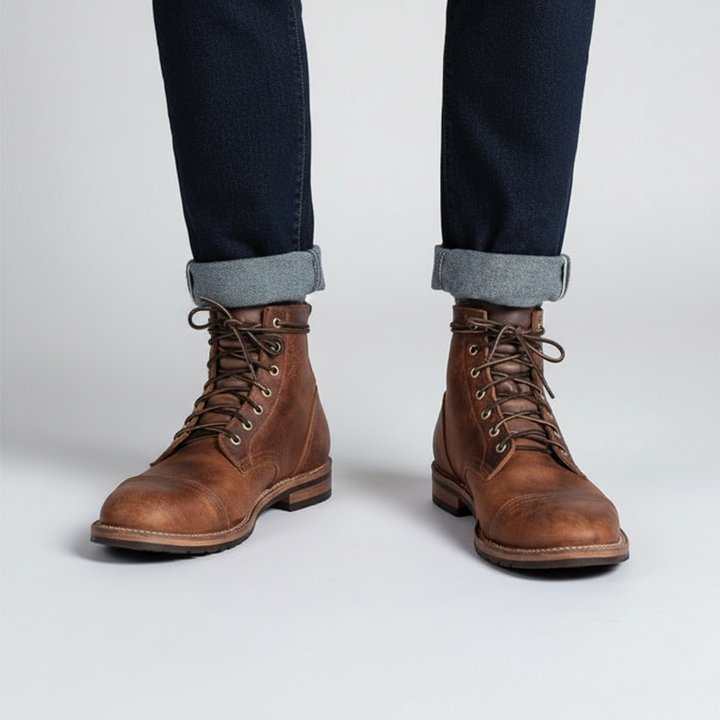 Stilvolle Retro-Lederschuhe für Herren. Wasserdichte & rutschfeste Outdoor-Stiefel für kalte Tage.