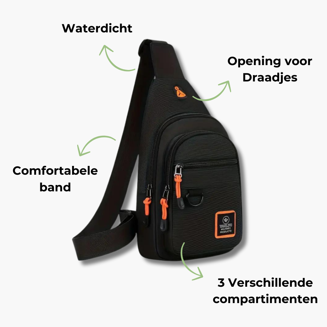 Strapazierfähige Herren-Schultertasche mit vielen Fächern. Robuste Alltagstasche für Organisation.