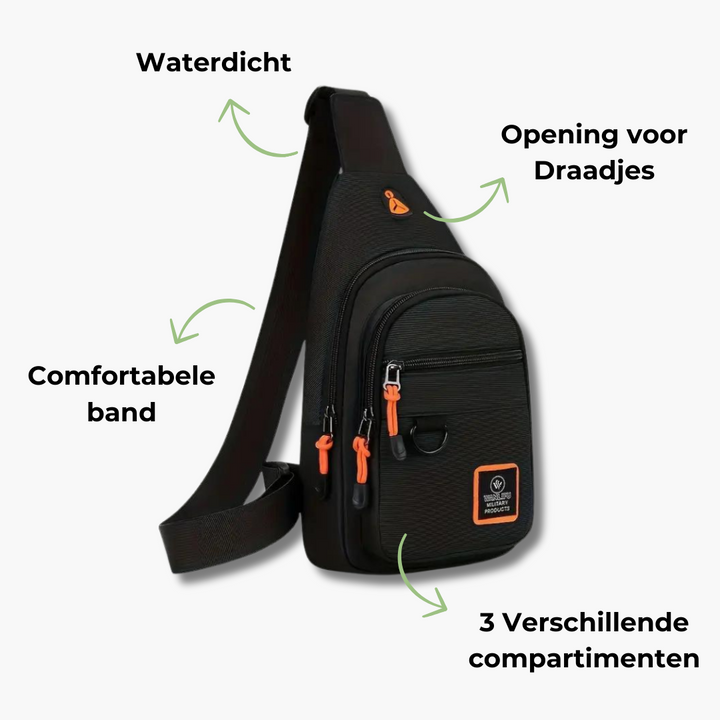 Strapazierfähige Herren-Schultertasche mit vielen Fächern. Robuste Alltagstasche für Organisation.