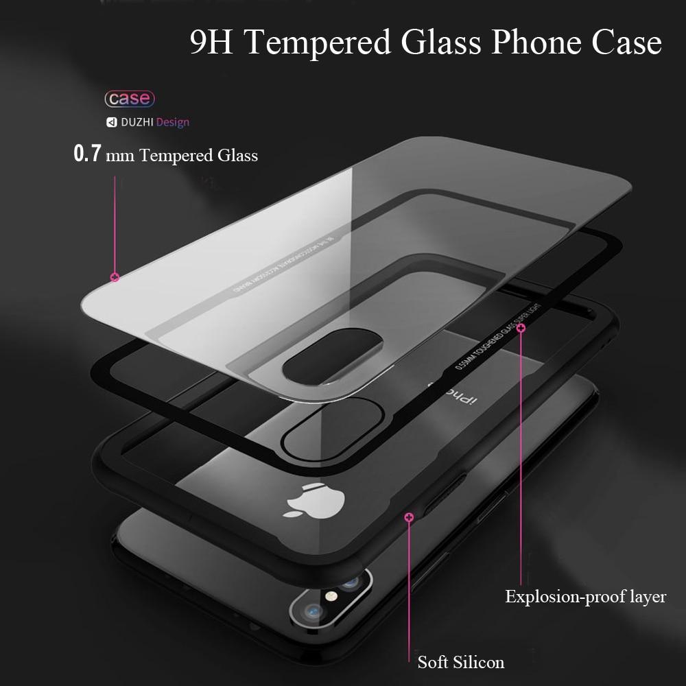 Robuste iPhone-Schutzhülle aus gehärtetem Glas und Silikon für optimalen, stoßfesten und kratzfesten Schutz.