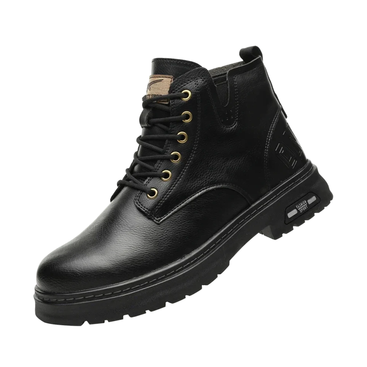 Robuste schwarze Herren Schnürstiefel mit Reißverschluss, stilvoll & alltagstauglich.