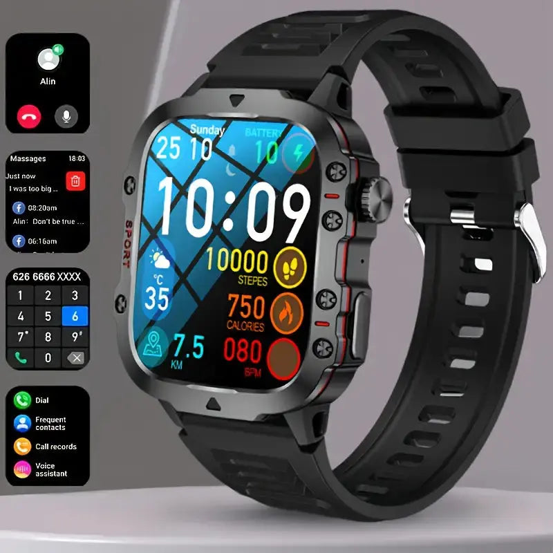 Multifunktionale Smartwatch zeigt Herzfrequenz; digitale Herren- & Damenuhr mit Fitnesstracker & Gesundheitsmonitor.