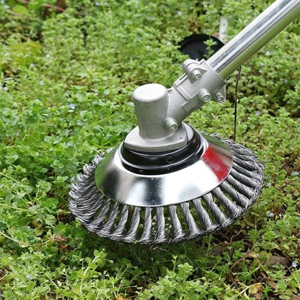 Robuste Unkrautbürste aus Kohlenstoffstahl für effektive Unkrautentfernung in Garten & Hof.
