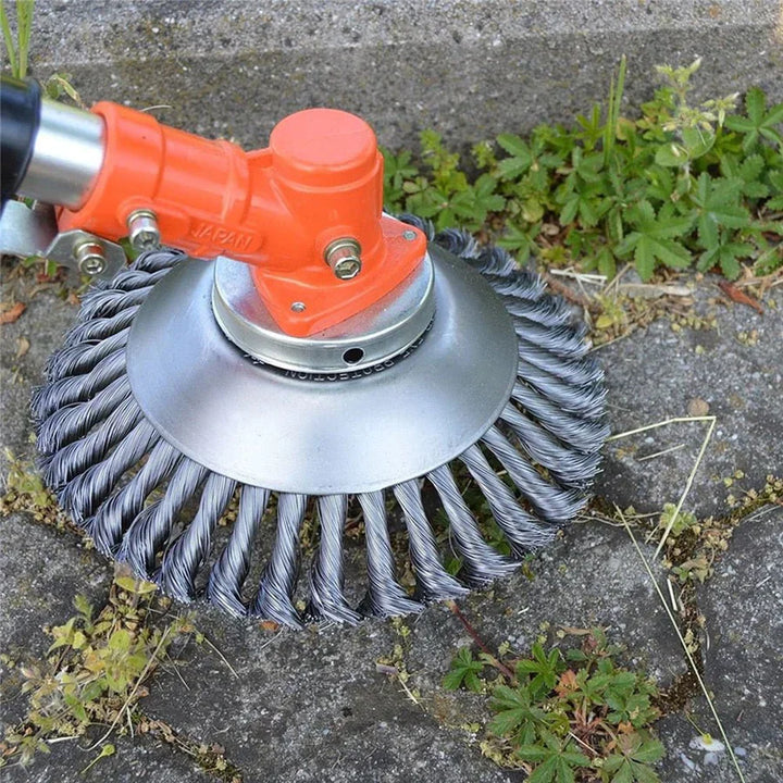 Verschleißfeste Unkrautbürste aus Kohlenstoffstahl als Gartengerät für Hof und Garten.
