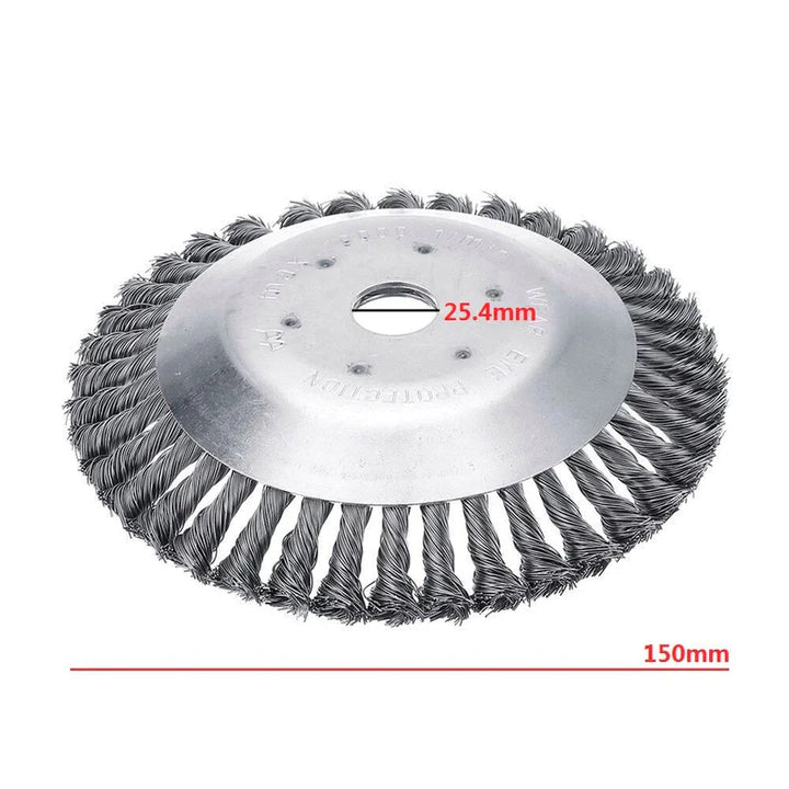 Vielseitiger Unkrautbürstenkopf aus Kohlenstoffstahl für Trimmer, ideal zur Rasenpflege und Gartenarbeit.