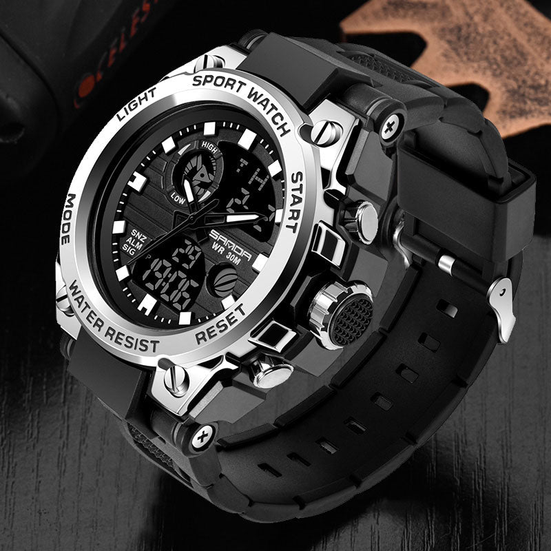 Stilvolle Herren Digitaluhr mit stoßfestem Gehäuse & langlebigem Silikonarmband. Alltagstauglich.