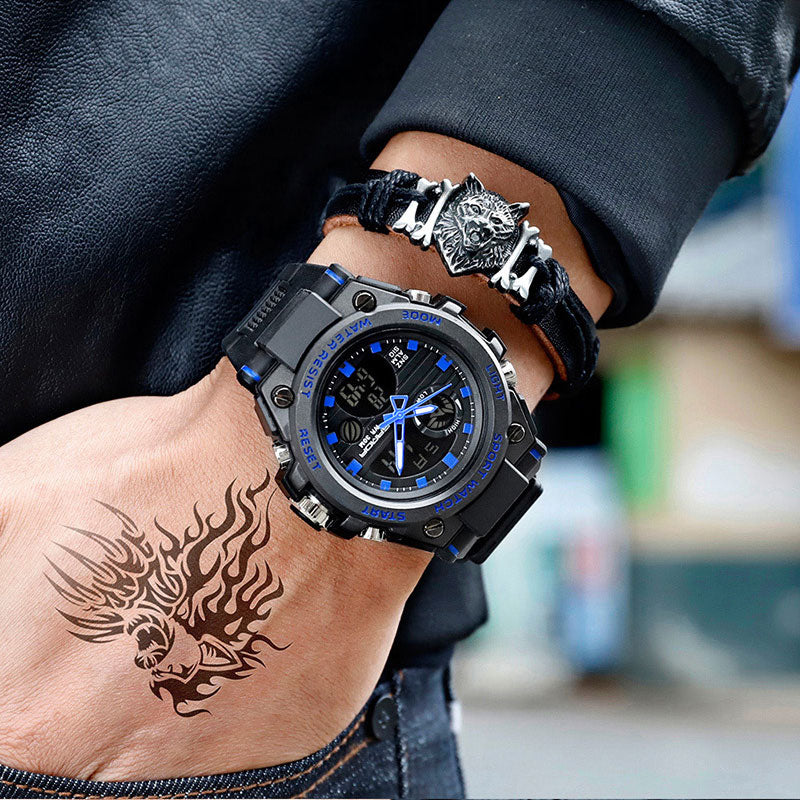Robuste Digital-Armbanduhr mit Quarzuhrwerk. Präzise Zeit & langlebiges Design für Herren.
