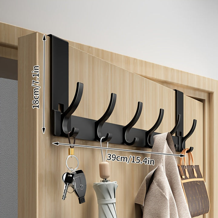 Robuster Aluminium Türhaken ohne Bohren. Garderobe für Tür, platzsparende Hakenleiste für Bad & Flur.