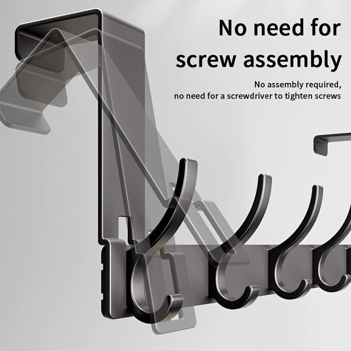 Vielseitiger Aluminium Türhaken für jeden Raum. Ohne Bohren, schafft Ordnung als Garderobe oder Hakenleiste.