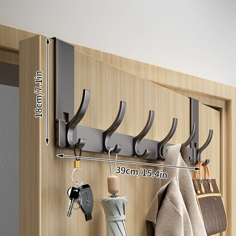 Effektiver Aluminium Türhaken, bohrfrei. Schafft sofort extra Stauraum als Garderobe für Bad, Flur & Schlafzimmer.