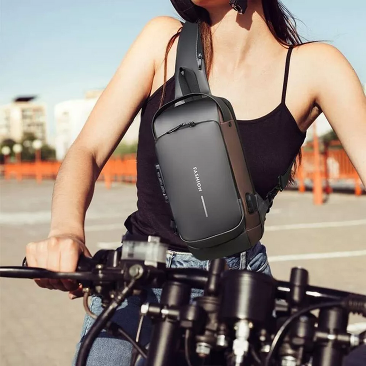 Schwarzer Sicherheitsrucksack mit Diebstahlschutz, ideal für Pendler und Reisende. Unisex & wasserdicht.