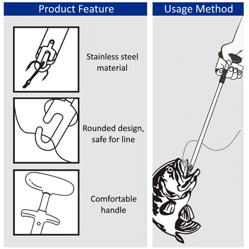 Langlebiger Hakenlöser für Angler, robustes Edelstahl-Design für optimalen Fischschutz.