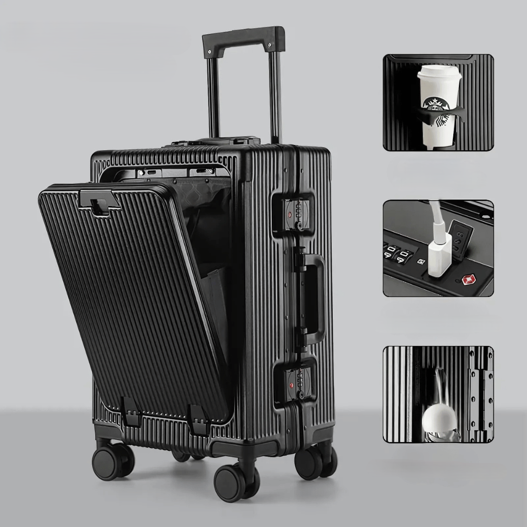 Funktioneller Handgepäck-Spinner für Business & Freizeit: Robust, mit Laptopfach & USB-Ladefunktion.