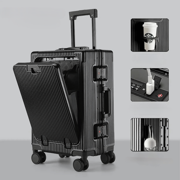 Funktioneller Handgepäck-Spinner für Business & Freizeit: Robust, mit Laptopfach & USB-Ladefunktion.