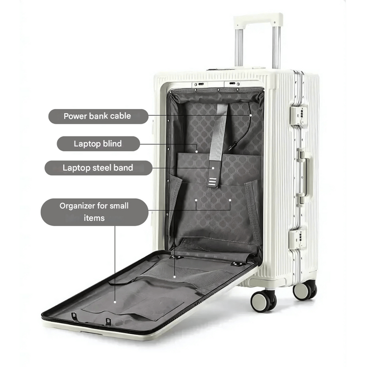 Robustes Handgepäck für Vielflieger: Trolley mit geschütztem Laptopfach & praktischer USB-Ladefunktion.