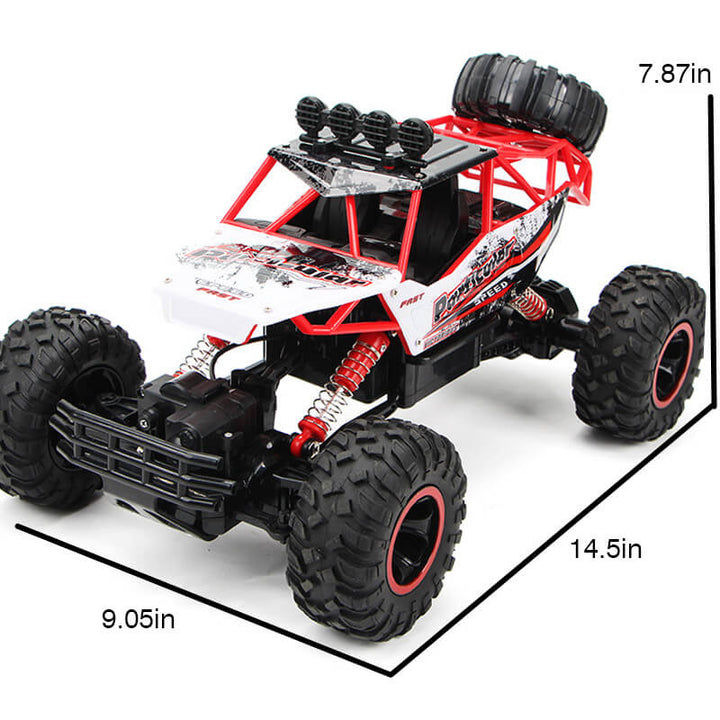 Leistungsstarker RC Rock Crawler 4x4 bezwingt steiniges Gelände, spannendes Outdoor Spielzeug.