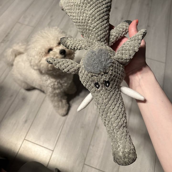 Robustes Elefant-Kauspielzeug für Hunde, ideal zur Zahnpflege und für ausgiebige Kaustunden. Top Tierbedarf.