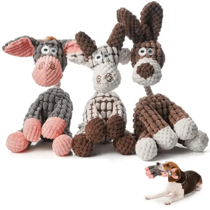Robustes Hundespielzeug in Tierform für langanhaltenden Spielspaß, bissfest und langlebig.