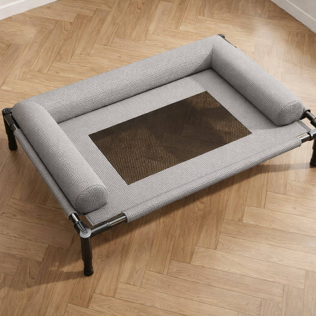 Robustes Outdoor Hundebett für Garten, belüftet und kühl, bietet Komfort für Haustier Hunde.