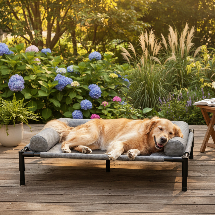 Haustier Hundebett für Outdoor-Einsatz, atmungsaktiv, kühlend und extrem robust für maximalen Hundekomfort.
