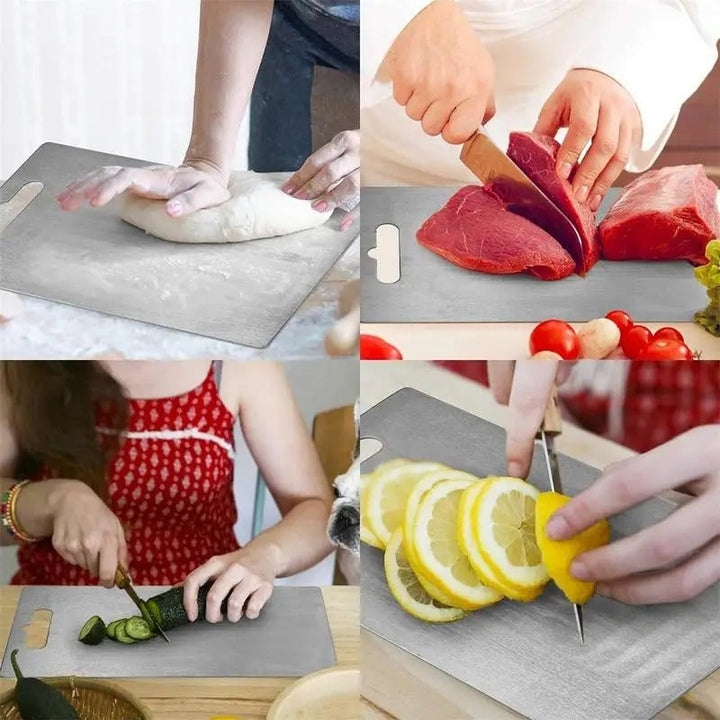 Extrem langlebiges & schnittfestes Titan Schneidebrett. Perfektes Kochzubehör für Profis und Hobbyköche.