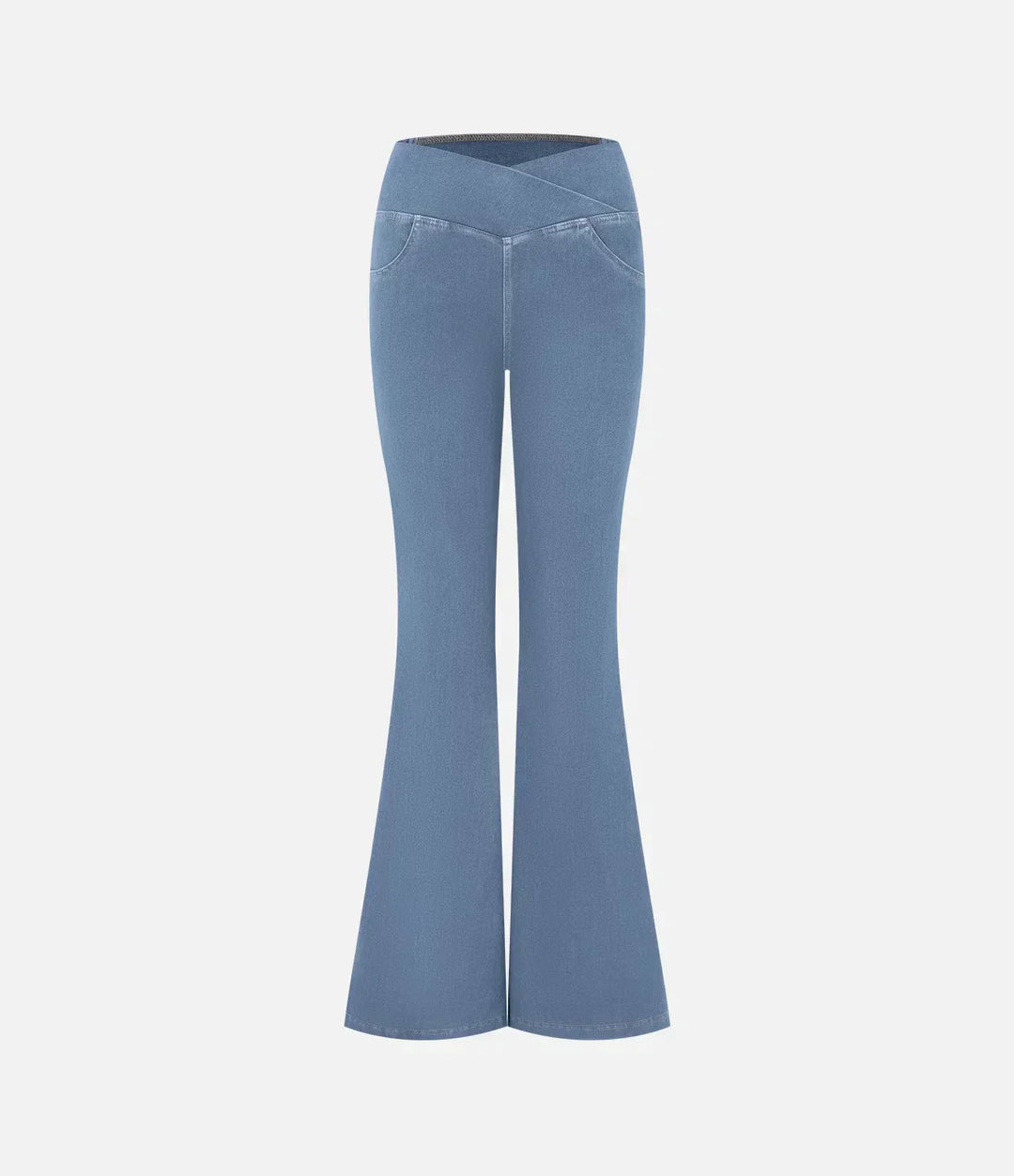 Feminine rosa Bootcut-Jeans für Damen. Hoher Bund, Stretch-Komfort, ideal für Frühling & Sommer-Outfits.