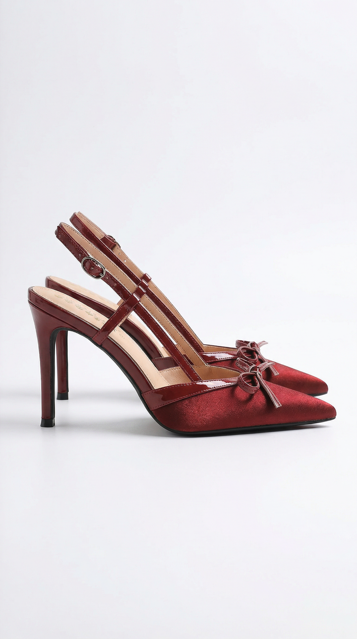 Party Pumps: Glänzende Damen-High Heels mit auffälliger Schleife & unterstützendem Riemchen. Ein Must-have!