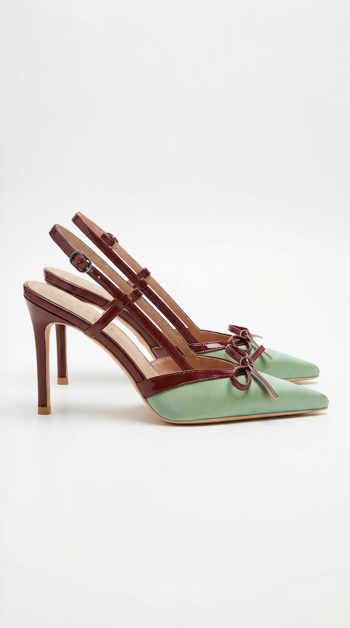 Klassische Damen-Pumps mit Schleife & Riemchen. Elegante Absatzschuhe mit spitzer Zehe für besondere Events.