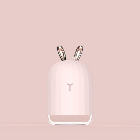 Rosa/weißer tierischer Mini-Luftbefeuchter mit Nachtlicht. Ideal für bessere Raumluft in Zuhause & Büro.