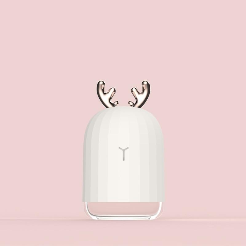 USB-betriebener Ultraschall-Mini-Luftbefeuchter (Rosa/Weiß) in Tierform für frische Raumluft zu Hause und im Büro.