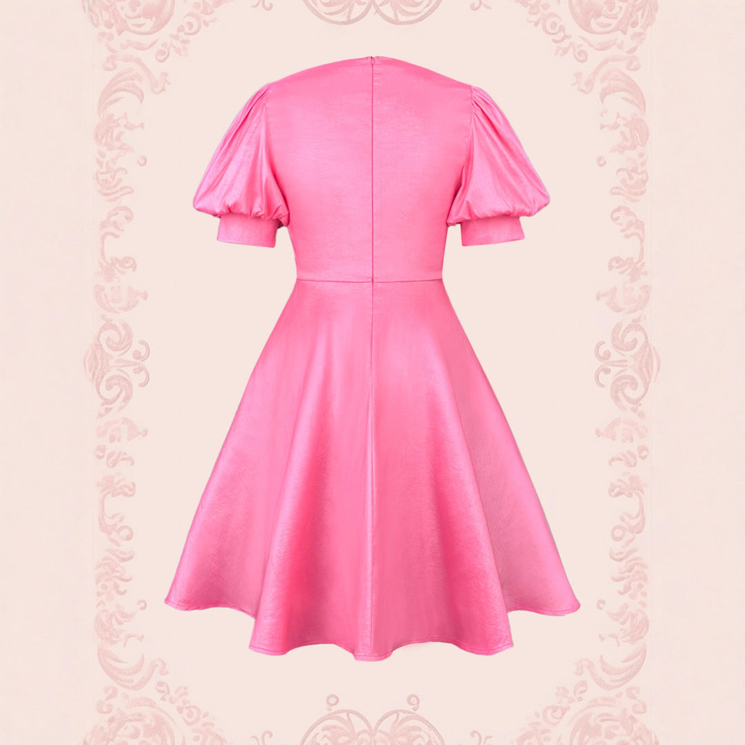 Schickes Abendkleid mit Herz-Ausschnitt und voluminösen Puffärmeln, ideal als Cocktailkleid für Damen.