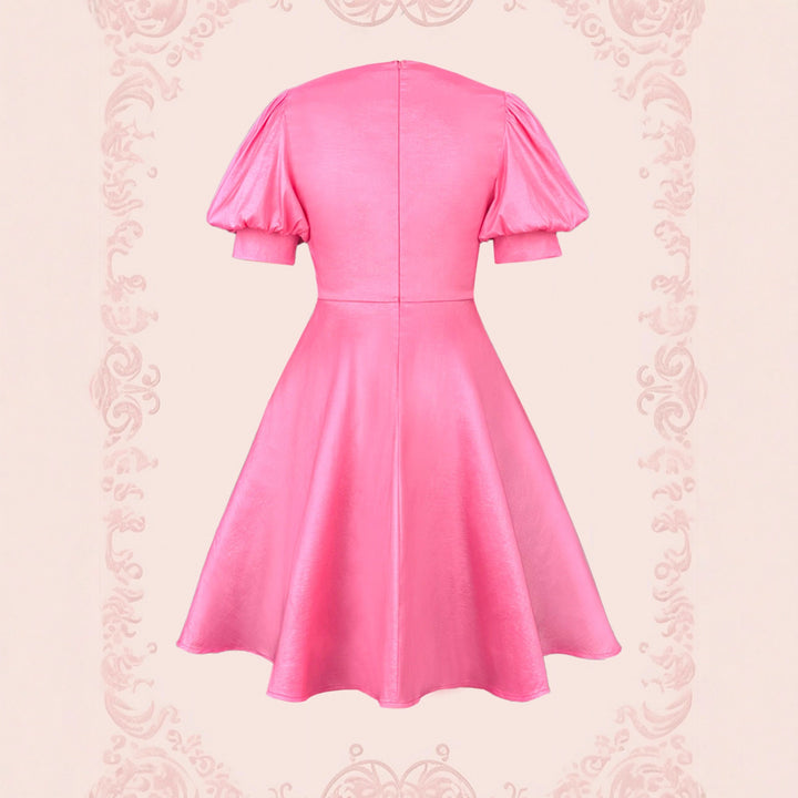 Schickes Abendkleid mit Herz-Ausschnitt und voluminösen Puffärmeln, ideal als Cocktailkleid für Damen.