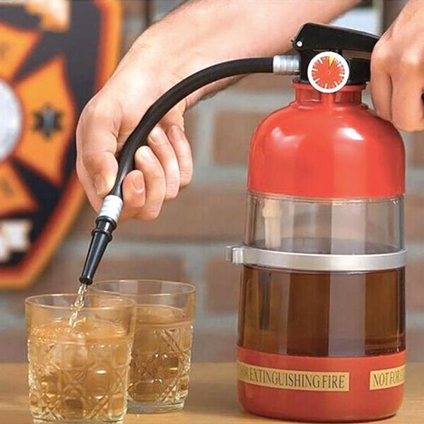 Einzigartiger Feuerlöscher-Getränkespender, 1,5L, als Barzubehör und lustige Geschenkidee für Partys.