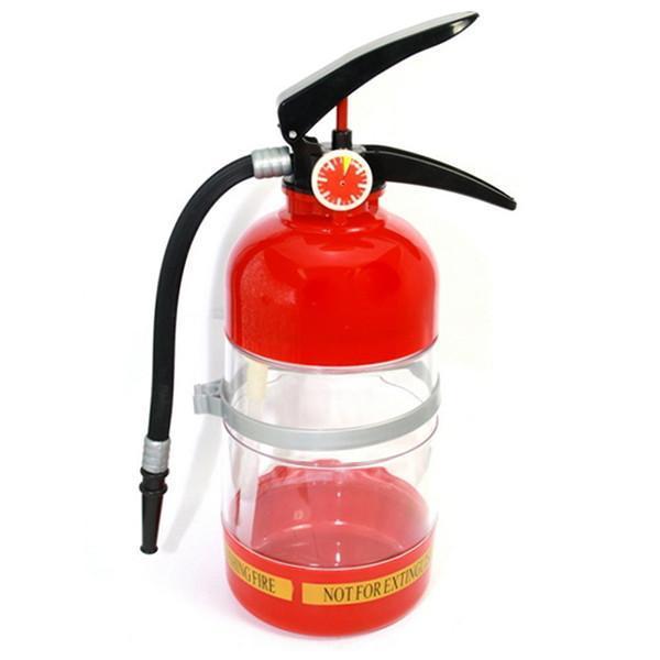 Detailansicht des roten 1,5L Feuerlöscher-Getränkespenders aus Kunststoff für witzige Partymomente.