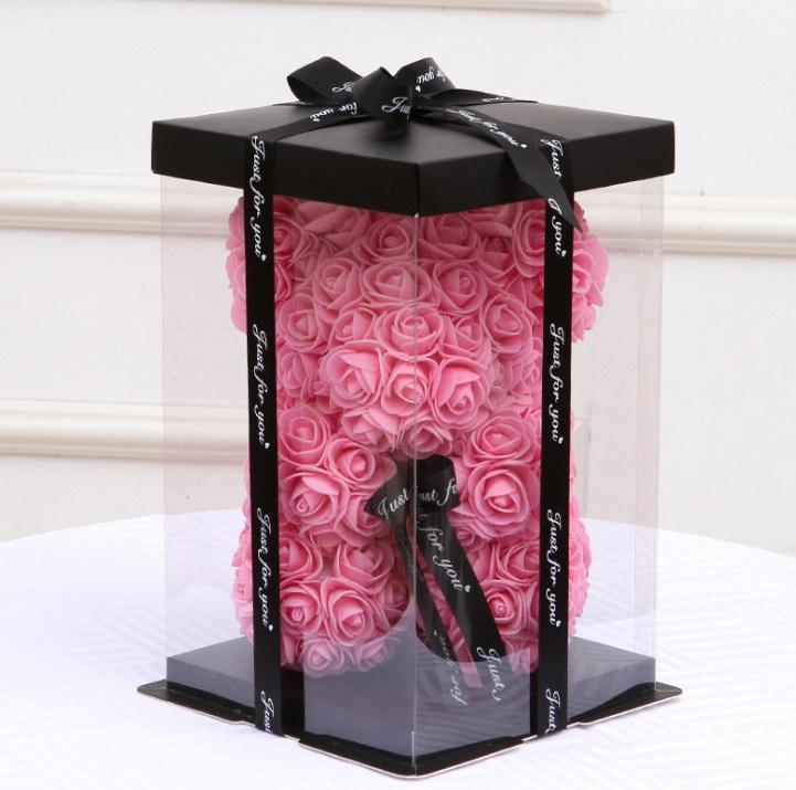 Liebevoller Rosen-Teddybär in Rosa, perfektes Geschenk für Freundin, Muttertag oder als zarte Dekoration.