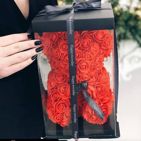 Detailreicher rosa Rosen-Teddybär, handgefertigt; liebevolle Überraschung zum Geburtstag oder Jahrestag.