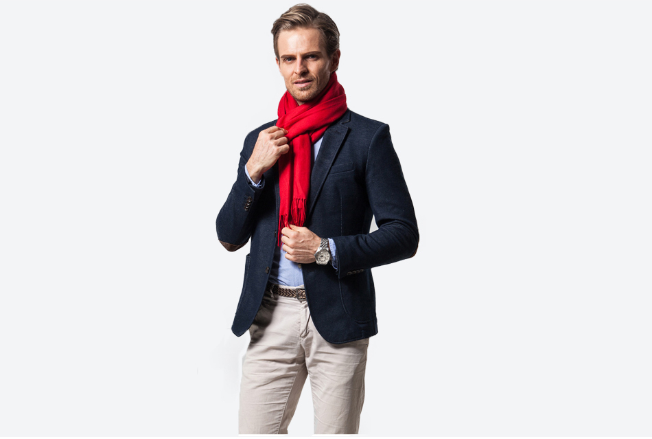 Unisex-Winterschal aus feinstem rotem Kaschmir. Weicher Schal für Wärme und Stil.