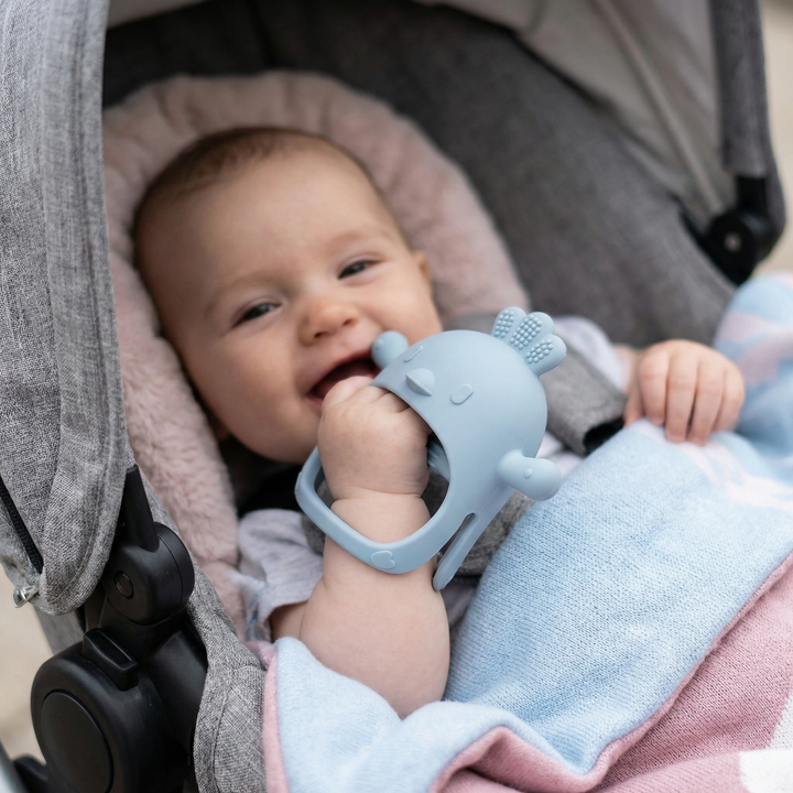 Baby Küken Silikon-Beißring für sanfte Zahnungshilfe. Weiches Sensorikspielzeug, BPA-frei und sicher.