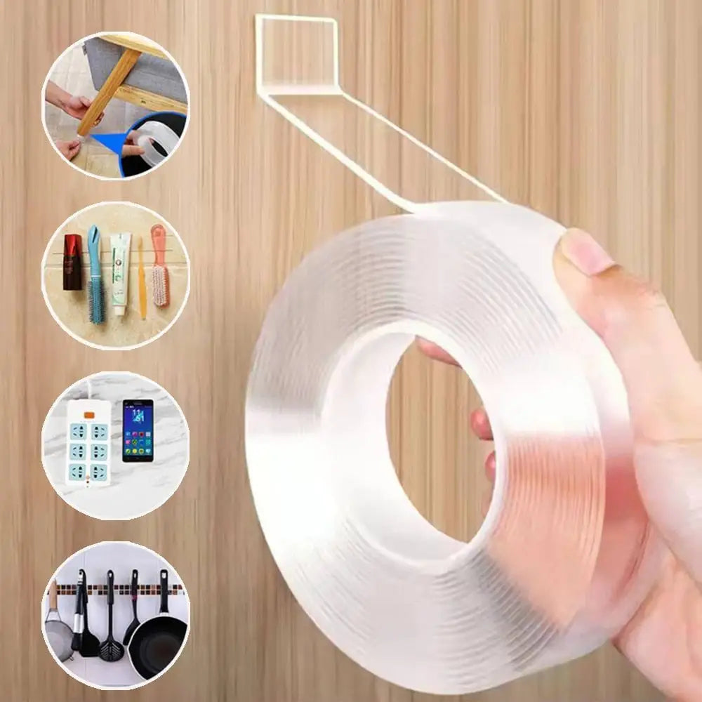 Starkes doppelseitiges Klebeband, transparent, ideal für sichere Befestigungen in Auto & Haushalt, rückstandsfrei.