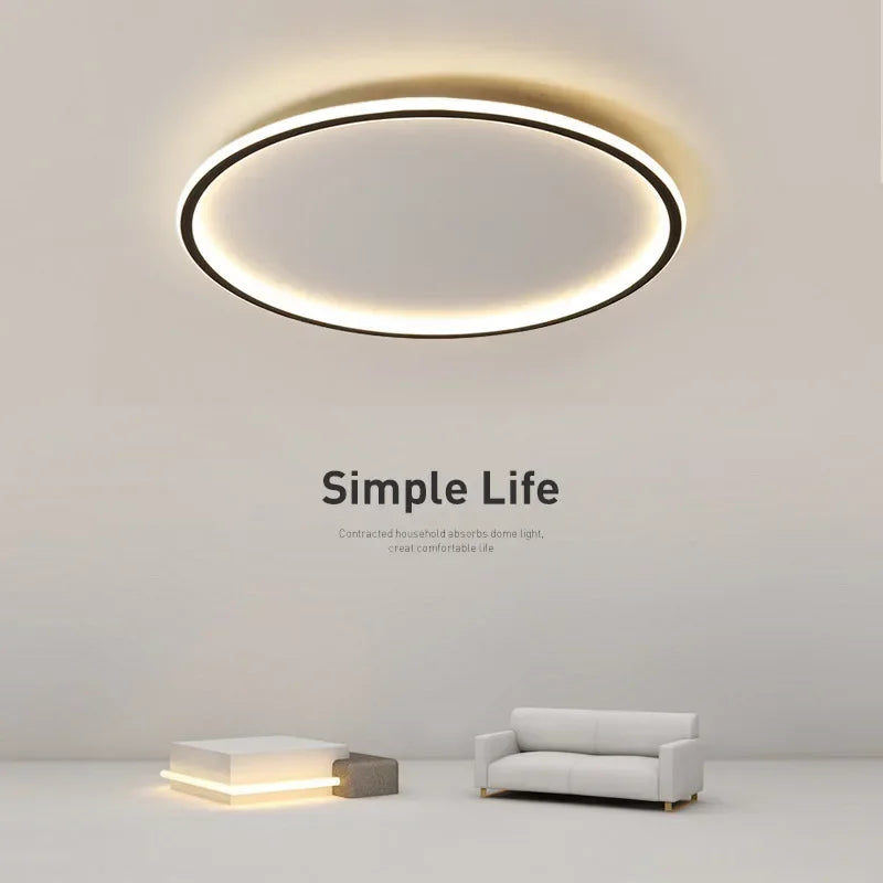 Stilvolle dimmbare LED Deckenleuchte, modern & skandinavisch, rund für gemütliches Ambiente.