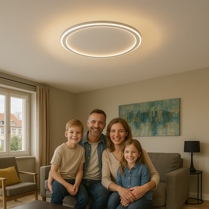 Energieeffiziente, runde LED Flurlampe, minimalistisch, skandinavisch & dimmbar.
