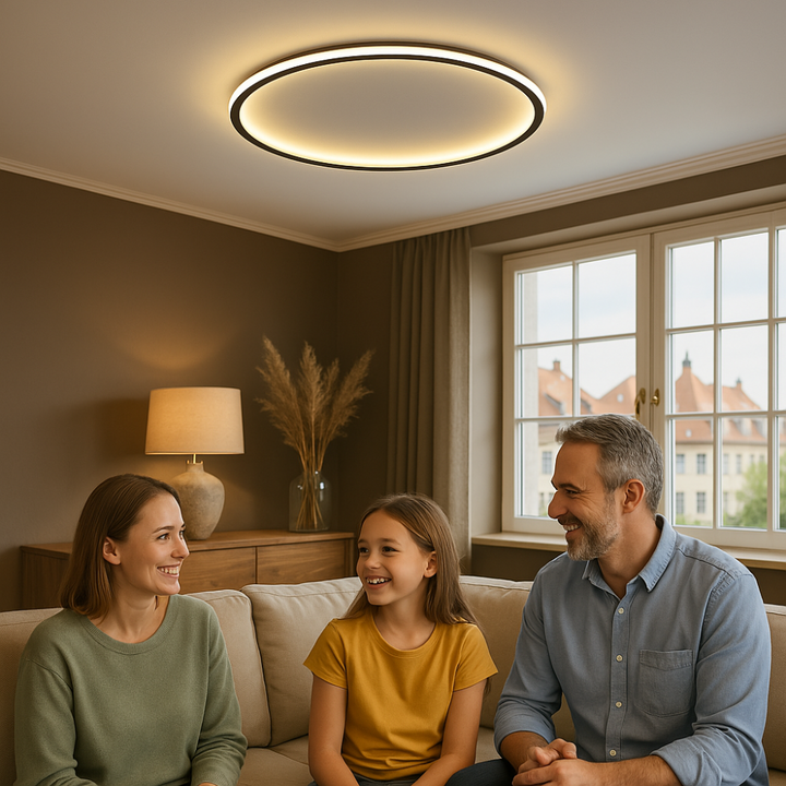 Design LED Deckenleuchte modern, dimmbar, skandinavisch für vielseitige Innenbeleuchtung.