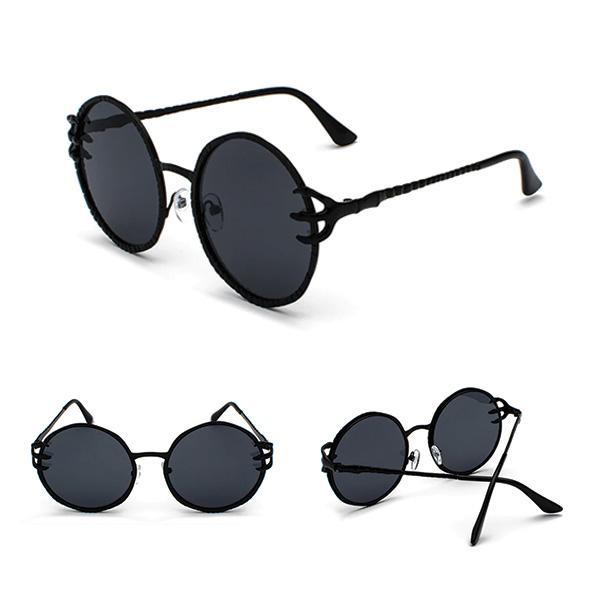 Runde Totenkopf-Krallen-Sonnenbrille mit UV400 Schutz, Gothic-Stil.