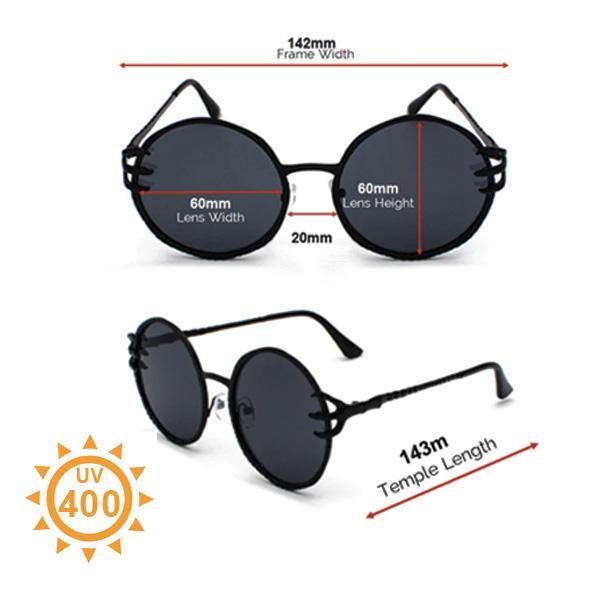 Trendiges Accessoire: Runde Totenkopf-Krallen Sonnenbrille, UV400 Schutz, im Steampunk-Look.