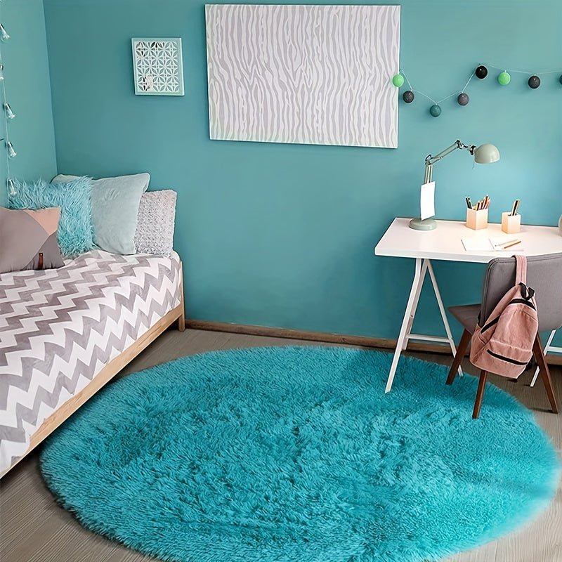 Runder flauschiger Teppich Clouda für Gemütlichkeit im Wohnzimmer, Schlafzimmer oder Kinderzimmer, weich & waschbar.