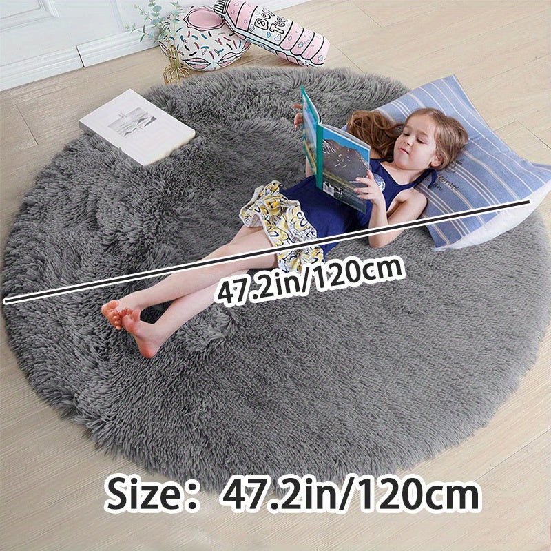 Waschbarer, runder Flausch-Teppich Clouda. Perfekt für Wohn- und Schlafzimmer, schafft eine gemütliche Atmosphäre.