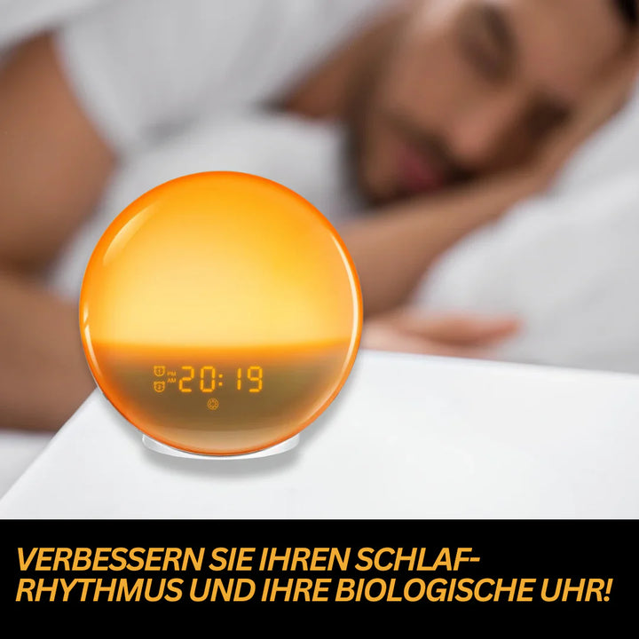 Digitaler Lichtwecker mit Weckfunktion, Radio und LED-Display für ein smartes Schlafzimmererlebnis.