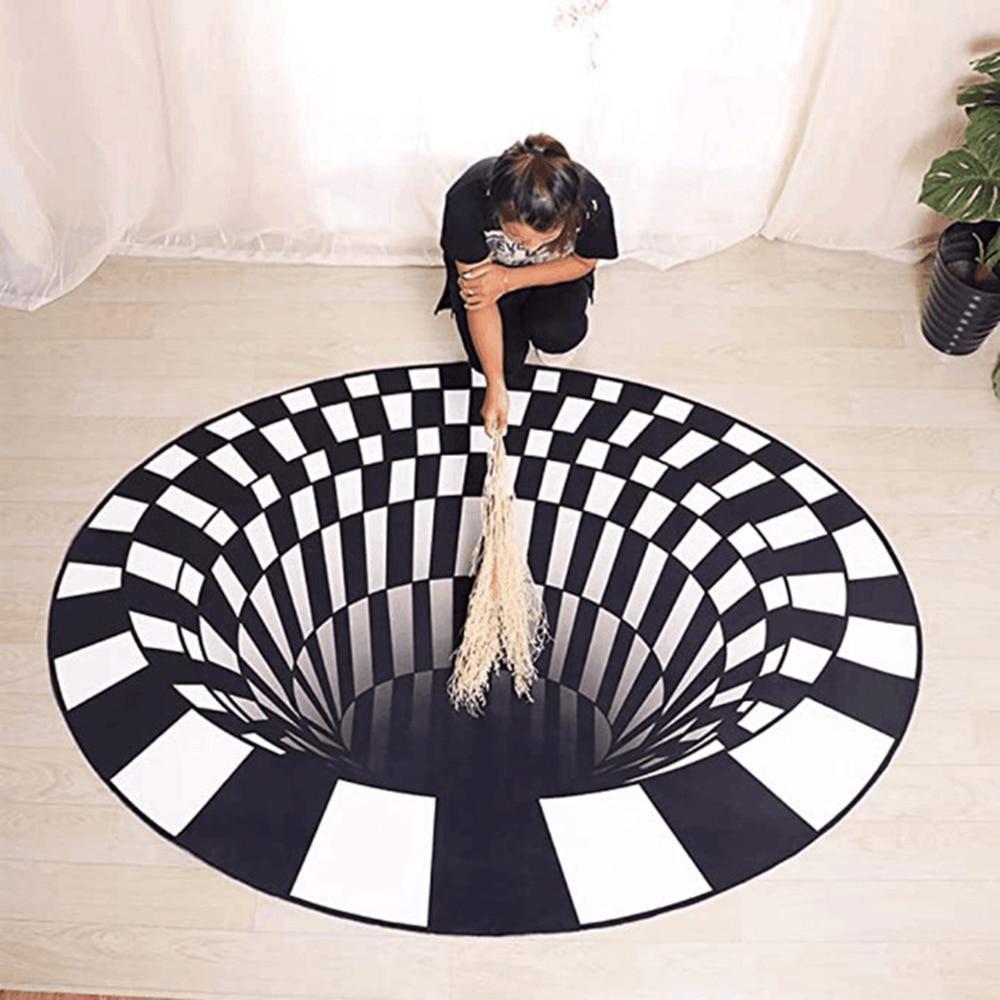 Hypnotischer 3D Vortex Teppich aus Polyester, ein moderner Eyecatcher für Wohnzimmer & einzigartige Dekoration.